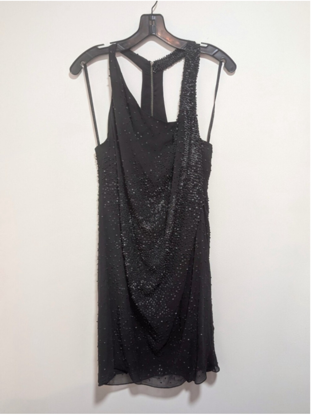 Helmut Lang | Silk & Leather Granule Embellished Dress In Black